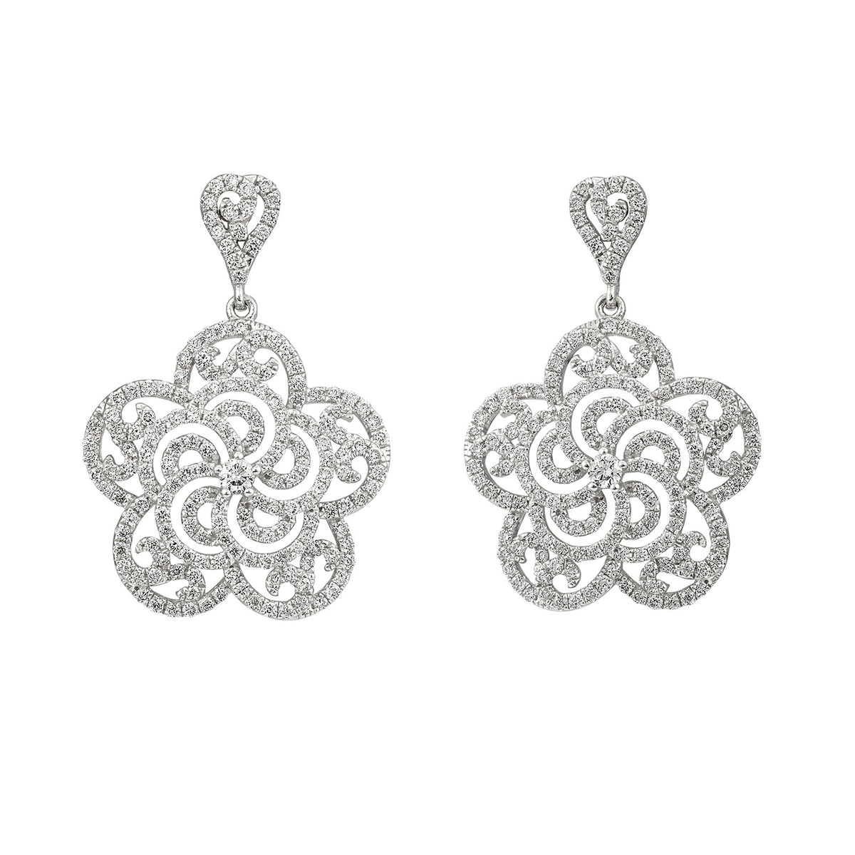 Diamond Flower Earring #224 - Contact Us for Custom Order