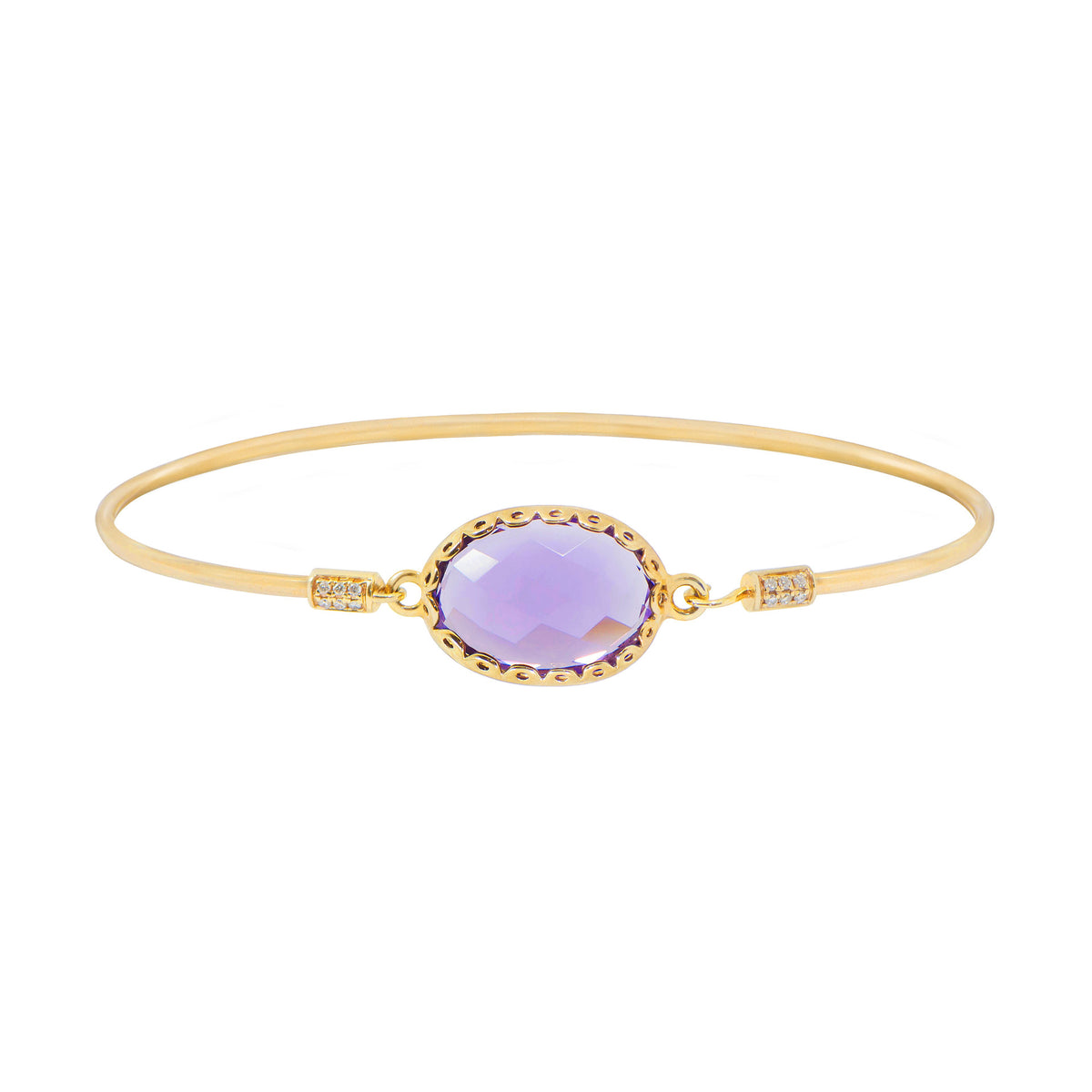(SOLD) Amethyst with Diamond in 14KY Gold Bangle #177