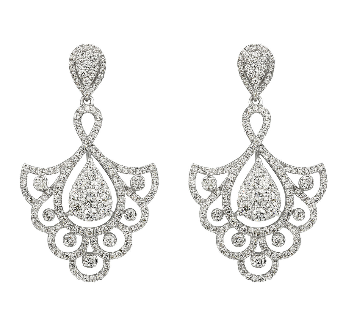 Diamond Fan Earrings in 18K White Gold #200