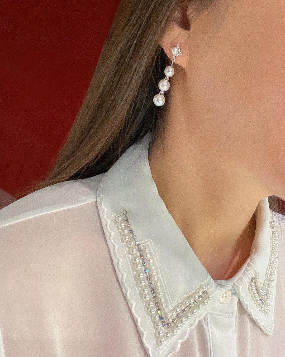 (SOLD) Akoya Pearls with Diamond Earring #63