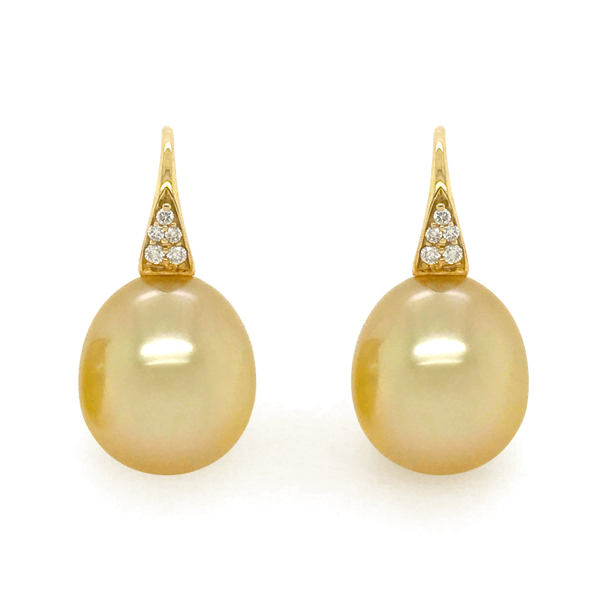 Golden South Sea Pearls with Diamonds Earrings #377