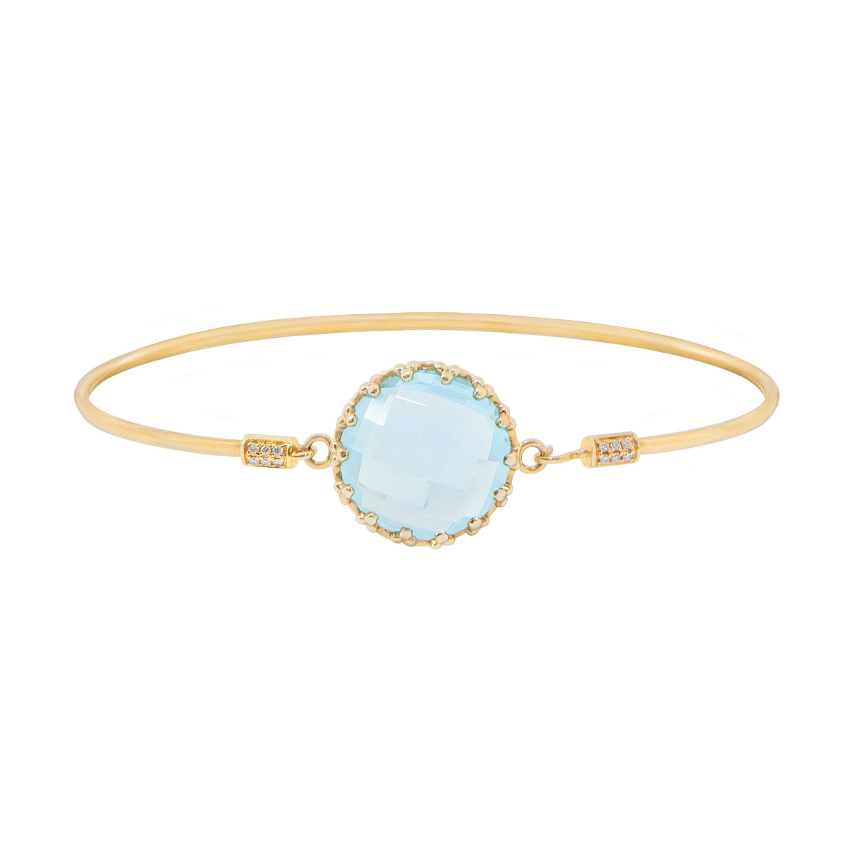 Sky Blue Topaz with Diamond Bangle in 14K Yellow Gold #176