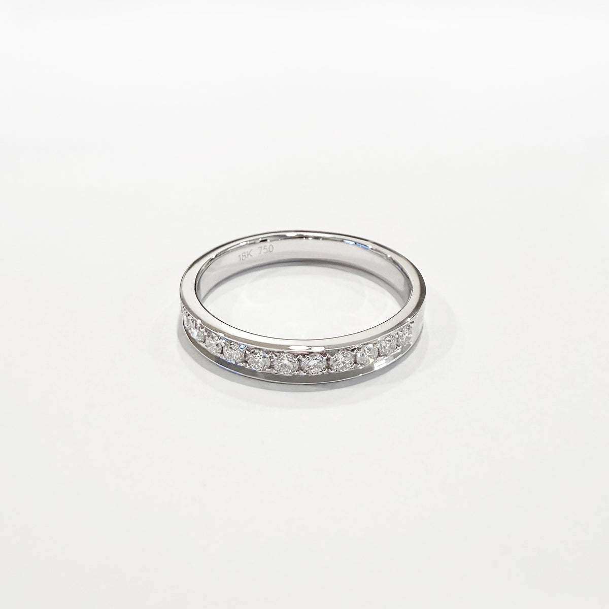 Natural Diamond Band Ring in 18K White Gold #363