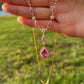 Natural Pink Sapphire Diamond Necklace in 18K Rose Gold #302