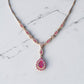 Natural Pink Sapphire Diamond Necklace in 18K Rose Gold #302