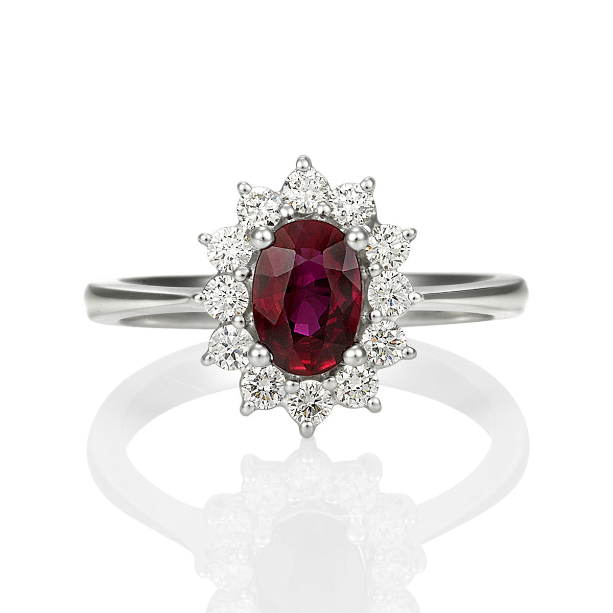 18KW Oval Ruby with Diamond Ring #193