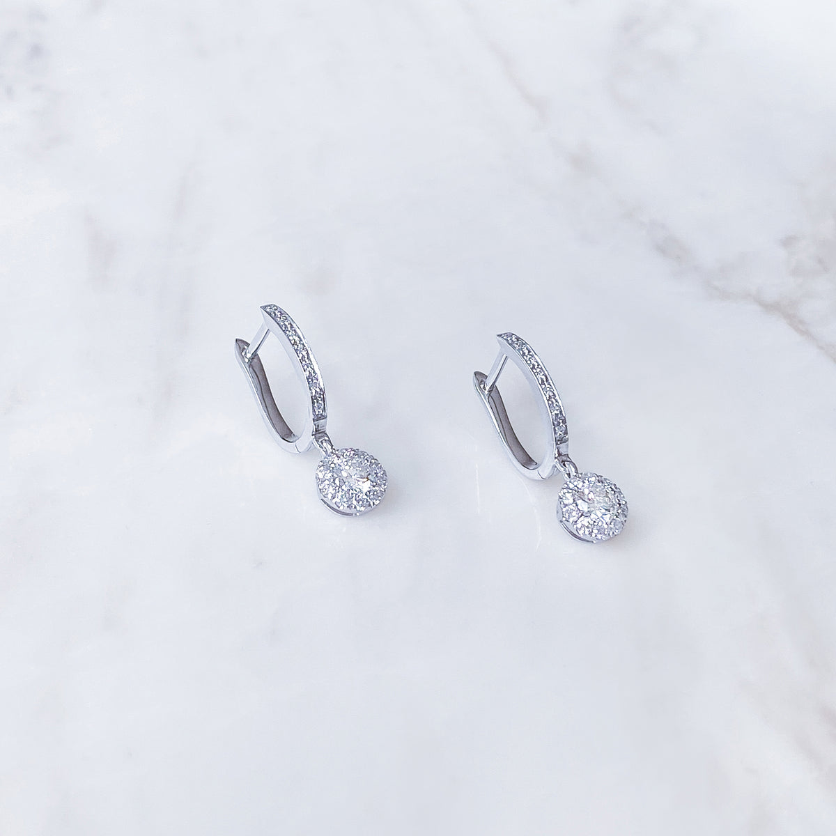 Diamond Halo Drop Earrings #40