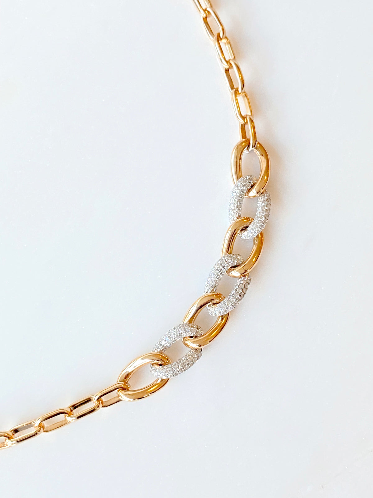 (SOLD) Diamond Link Bracelet in 18K Rose Gold & White Gold