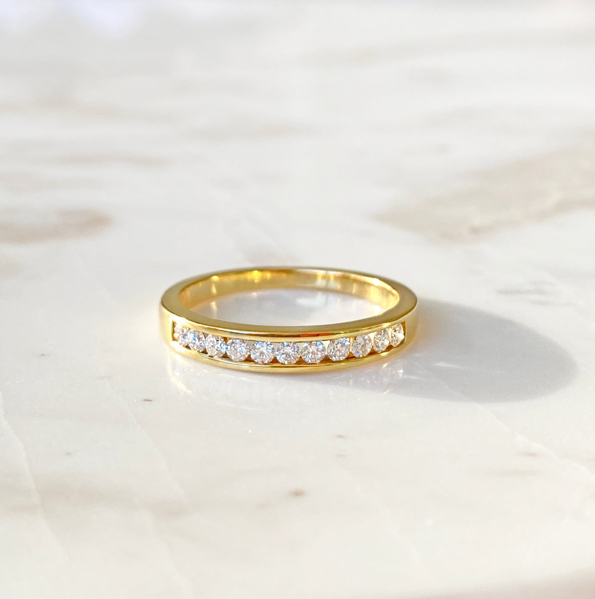18K Yellow Gold Channel Set Diamond Band #351