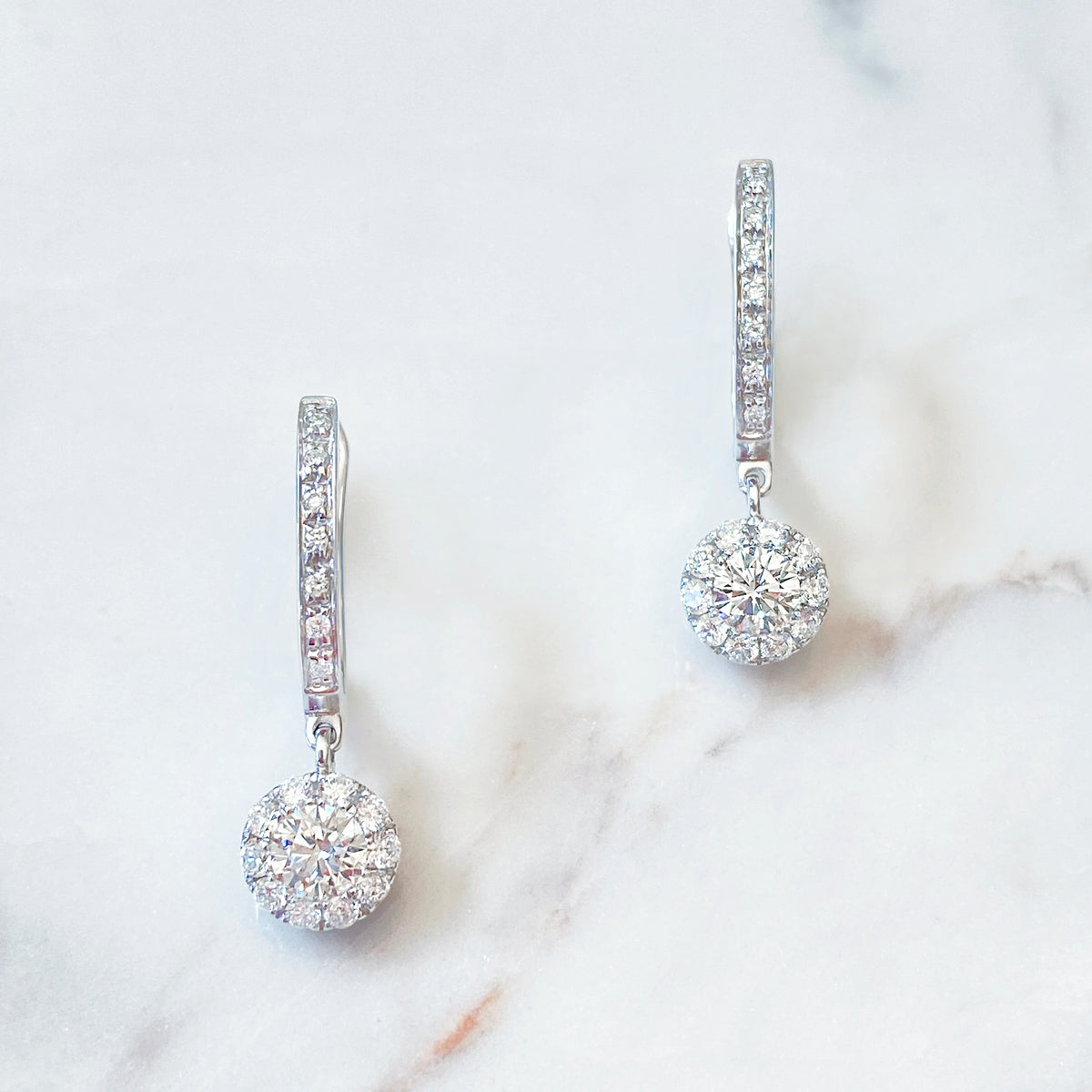Diamond Halo Drop Earrings #40
