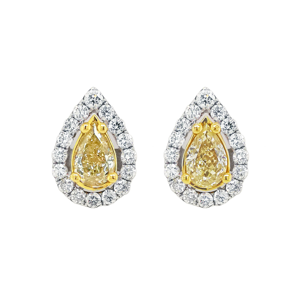 (SOLD - Contact us for custom order) Yellow Diamond Earrings in 18K Gold #310