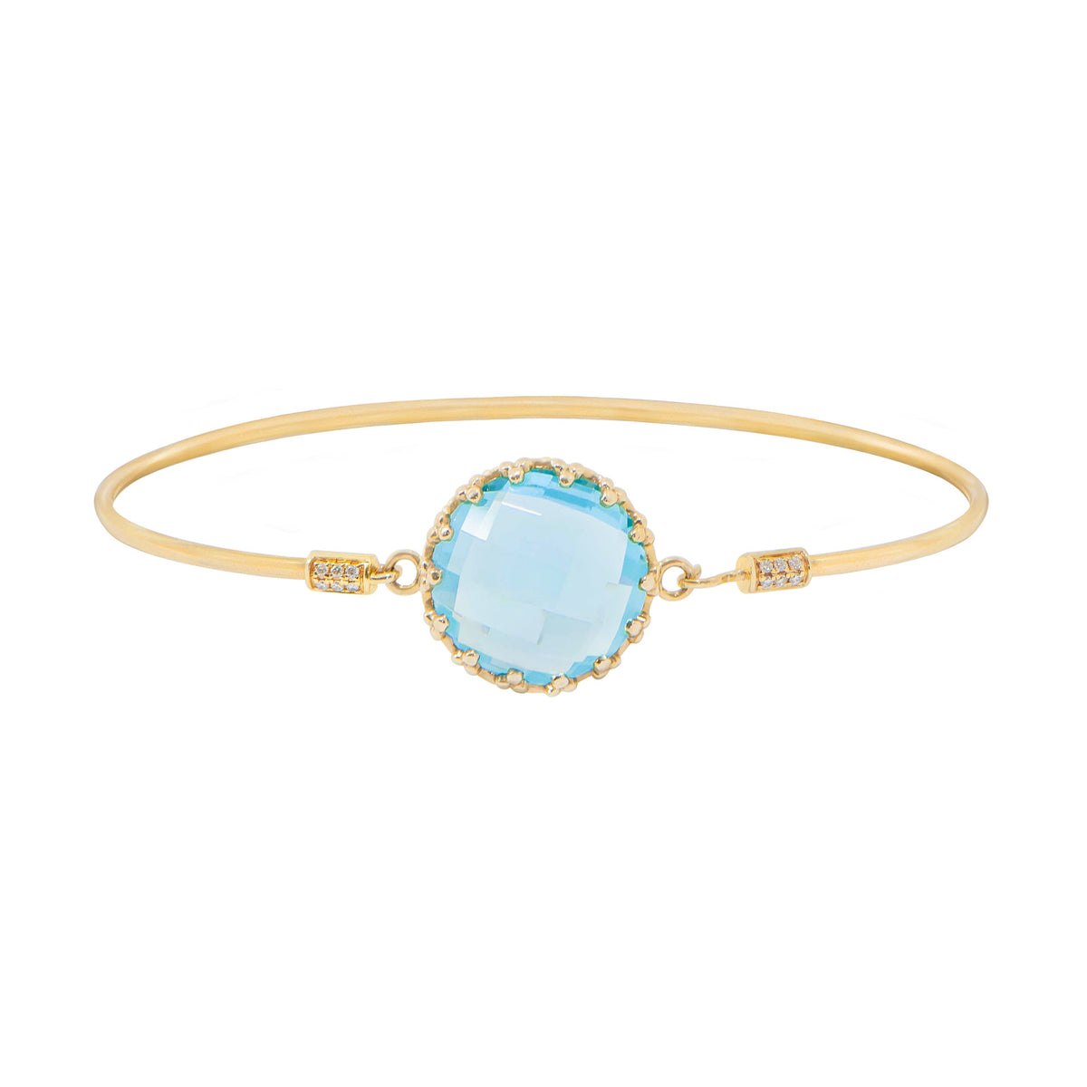 (SOLD) 14K Yellow Gold Blue Topaz Bangle #169