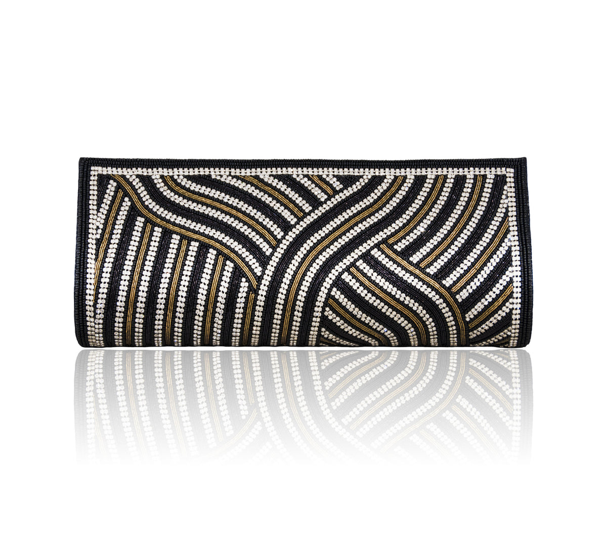 Hand Embroidered Clutch - Black #12