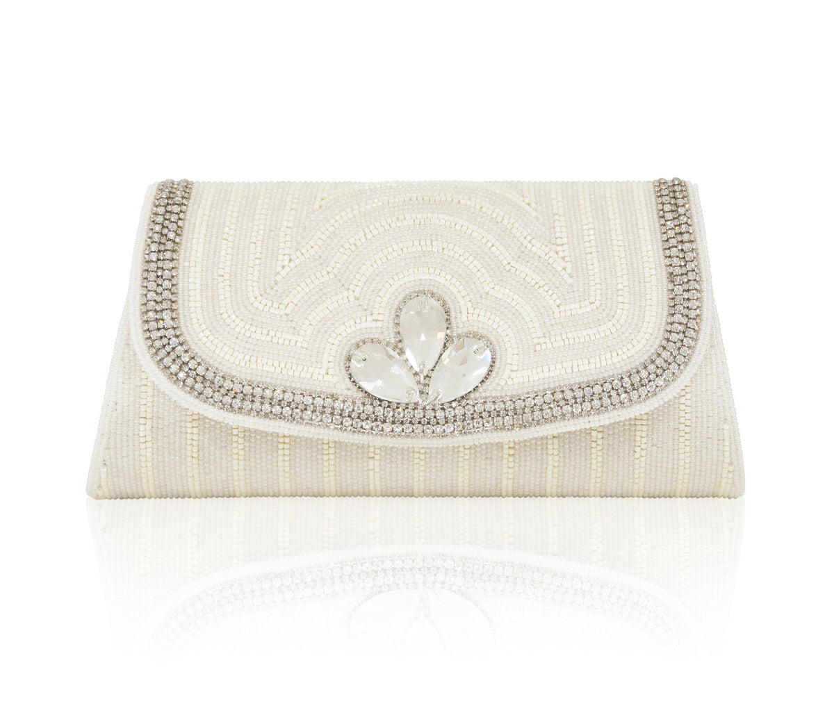 Hand Embroidered Clutch - Silver #18